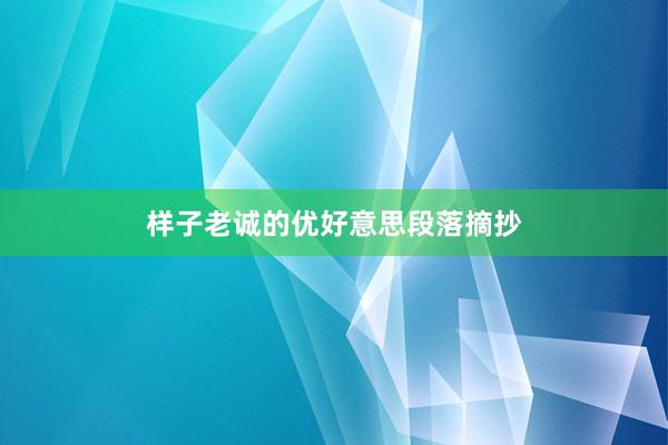 样子老诚的优好意思段落摘抄